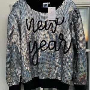 Queen Of Sparkles NEW New Year Silver Sequin Sweater